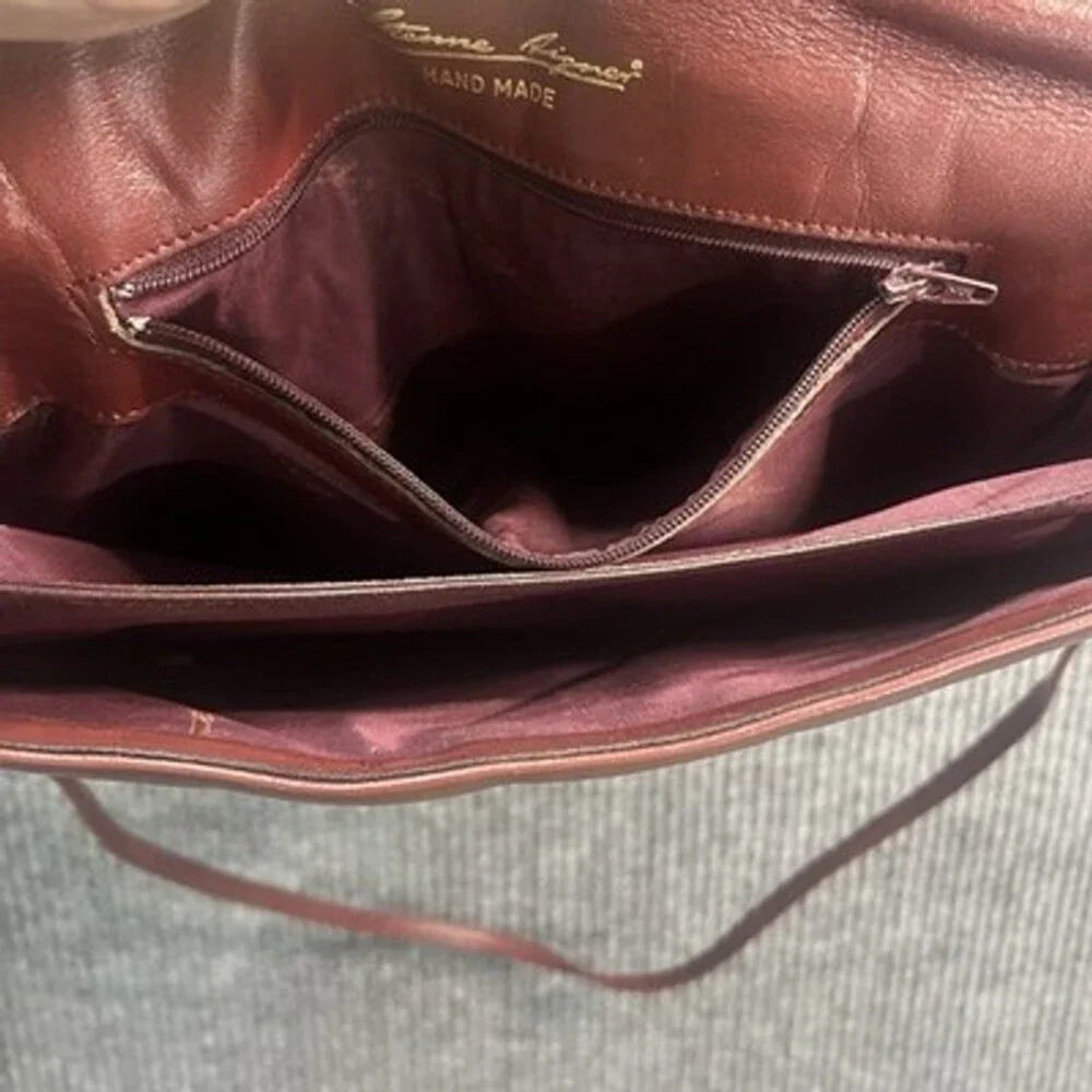 Vintage Etienne Aigner Hand Made Oxblood Leather Shoulder Bag/Clutch Early 70s